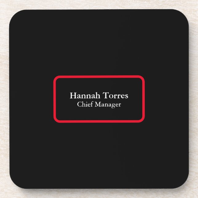 Trendy Black & Red Plain Creative Modern Beverage Coaster (Front)