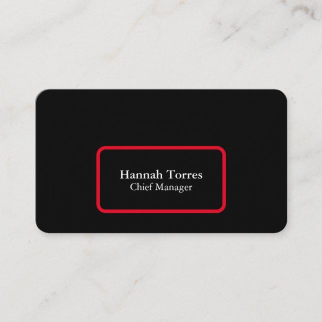 Trendy Black & Red Plain Creative Modern Business Card (Front)