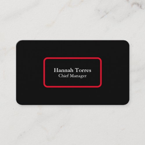 Trendy Black  Red Plain Creative Modern Business Card