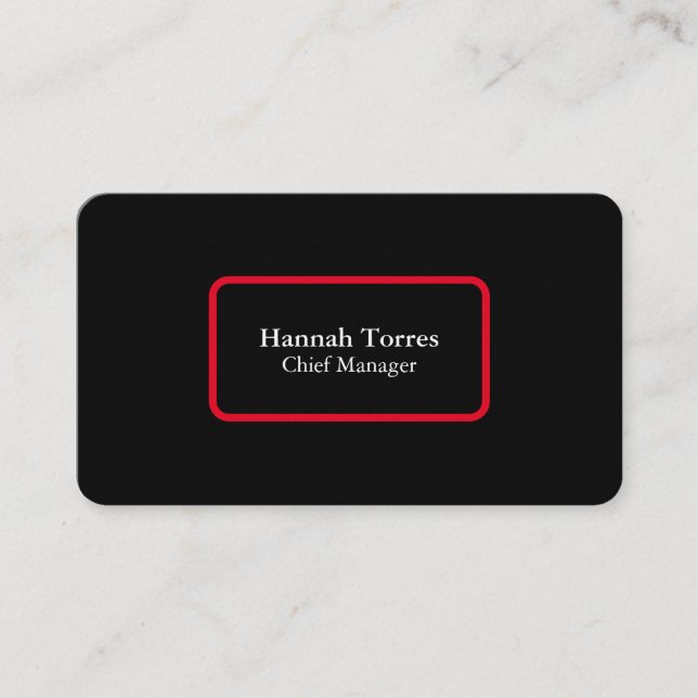 Trendy Black & Red Plain Creative Modern Business Card (Front)