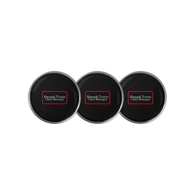 Trendy Black & Red Plain Creative Modern Golf Ball Marker (3 Up)