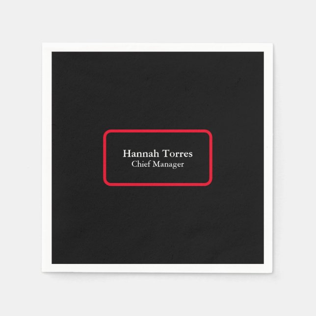 Trendy Black & Red Plain Creative Modern Napkins (Front)