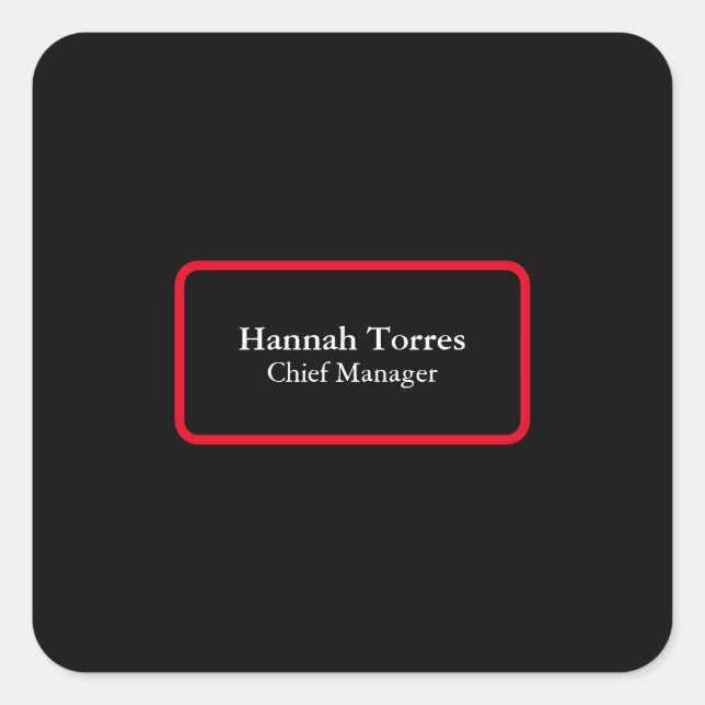 Trendy Black & Red Plain Creative Modern Square Sticker (Front)