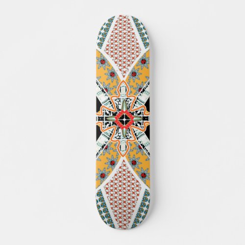 Trendy Black Red Yellow Tribal Skateboard Deck