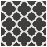 Trendy Black Retro Chic Quatrefoil Trellis Pattern Fabric
