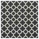 Trendy Black Retro Chic Quatrefoil Trellis Pattern Fabric