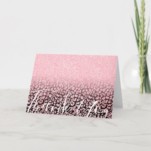 Trendy Black Rose Gold Glitter Leopard Ombre Holiday Card