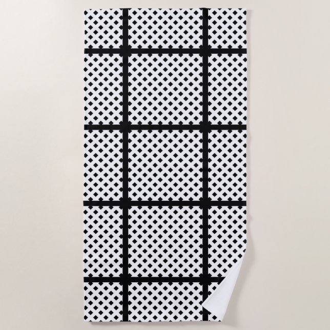TRENDY BLACK SQUARE  BEACH TOWEL (Front)