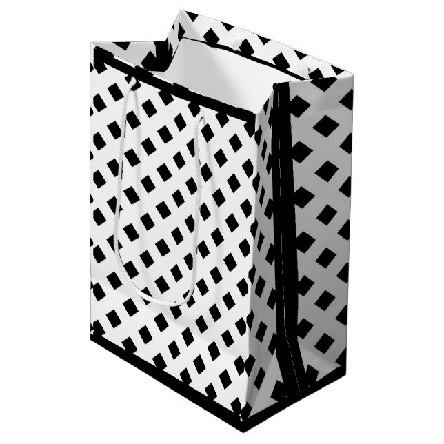 TRENDY BLACK SQUARE  MEDIUM GIFT BAG (Front Angled)