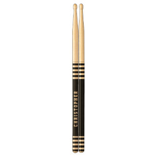 Trendy Black Stripes Custom Name A01 Drum Sticks