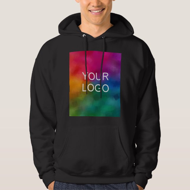 Trendy Black Template Upload Add Logo Photo Hoodie (Front)
