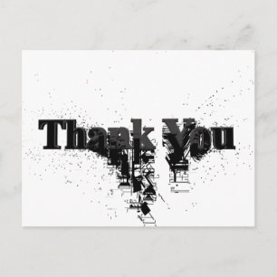 Trendy Black Thank You Postcard