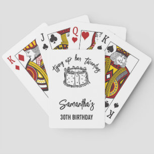 Trendy Black Tying Up Her Twenties 30th Birthday Poker Cards