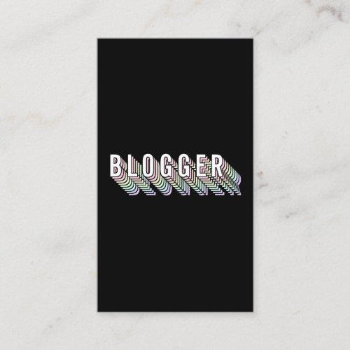Trendy black white 3d typography blogger minimal business card