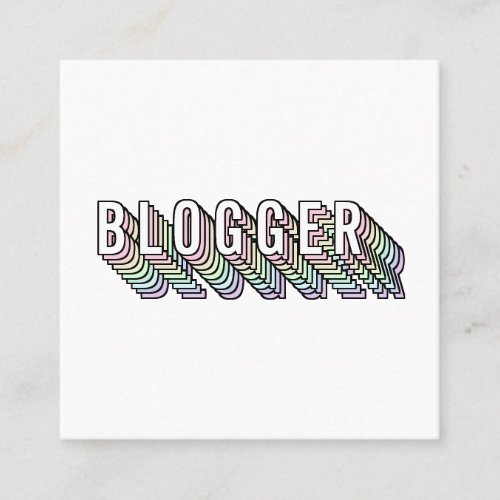Trendy black white 3d typography blogger minimal square business card