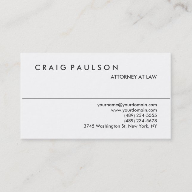 Trendy Black White Attorney at Law Business Card (Front)