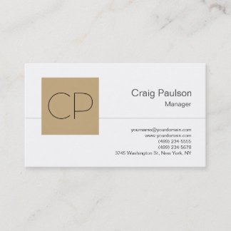 Trendy Black White Beige Monogram Business Card