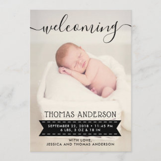 Trendy Black & White Birth Announcement