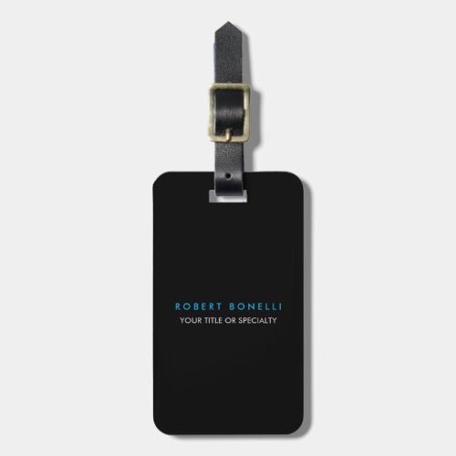 Trendy Black White Blue Minimalist Plain Luggage Tag