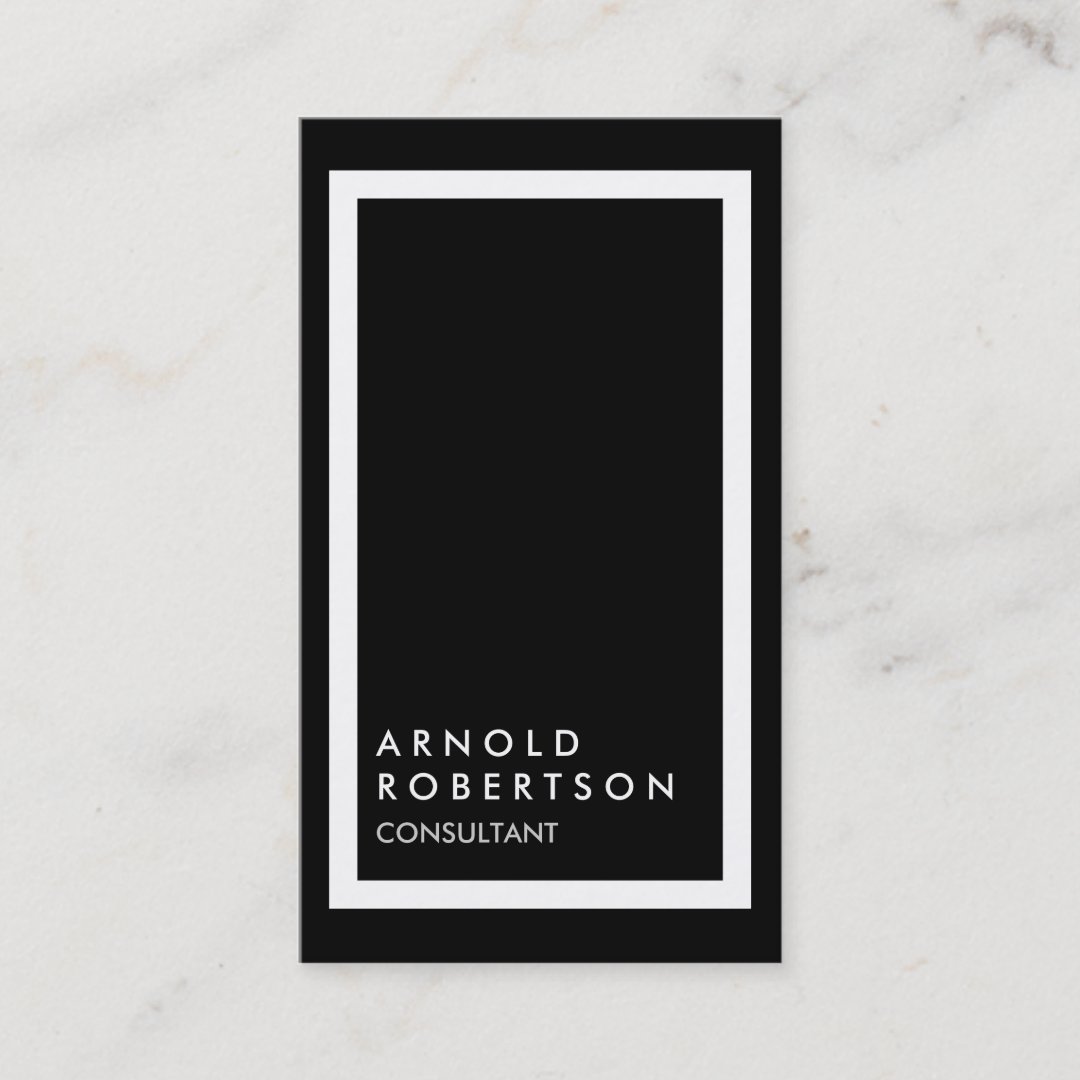 Trendy Black White Border Modern Business Card | Zazzle