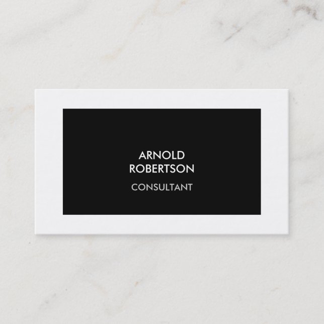Trendy Black White Border Modern Business Card (Front)