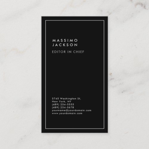 Trendy Black White Border Modern Business Card