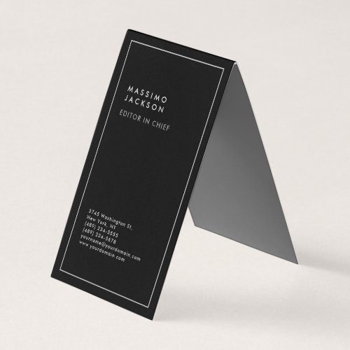 Trendy Black White Border Modern  Business Card