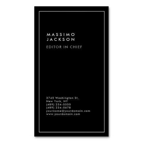 Trendy Black White Border Modern  Business Card Magnet