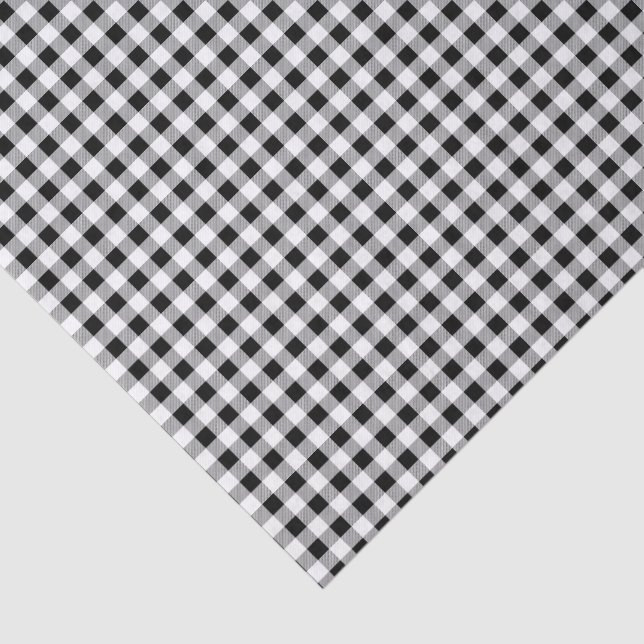 Trendy Black White Buffalo Check Pattern Tissue Paper (Detail)