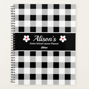 Trendy Black White Checkered Home School Lesson Planner