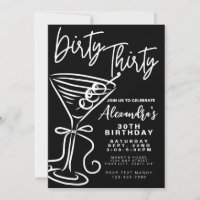 Trendy Black & White Dirty Thirty 30th Birthday