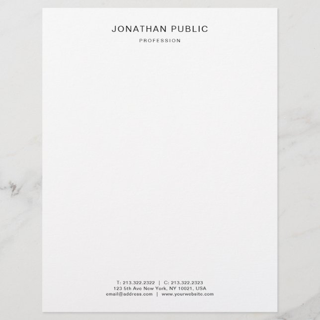 Trendy Black White Elegant Modern Simple Template Letterhead (Front)