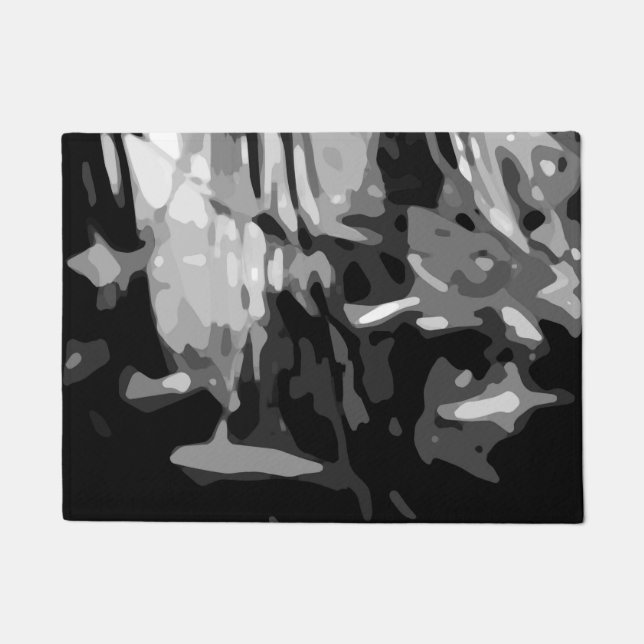 Trendy Black White Gray Abstract Pattern Doormat (Front)