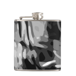 Trendy Black White Gray Abstract Pattern Flask