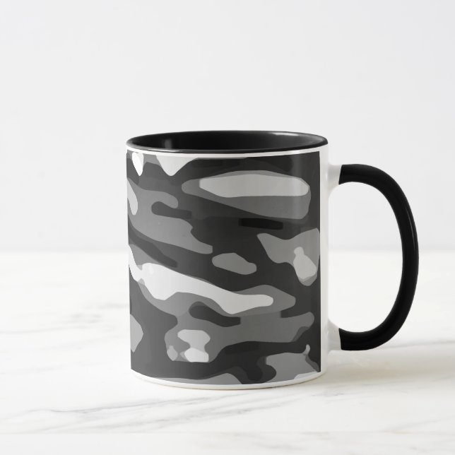 Trendy Black White Gray Abstract Pattern Mug (Right)