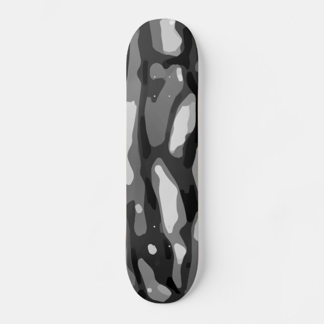 Trendy Black White Gray Abstract Pattern Skateboard (Front)
