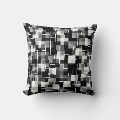 Trendy Black White Gray Abstract Pattern Throw Pillow