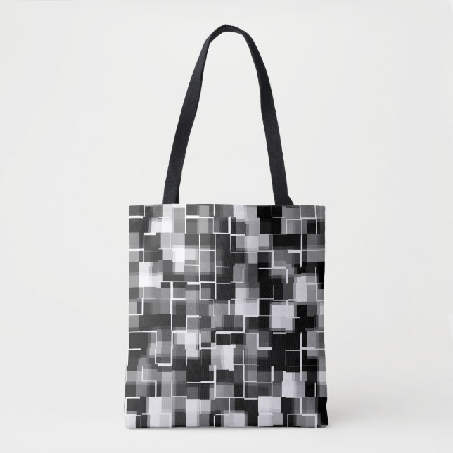Trendy Black White Gray Abstract Pattern Tote Bag (Front)