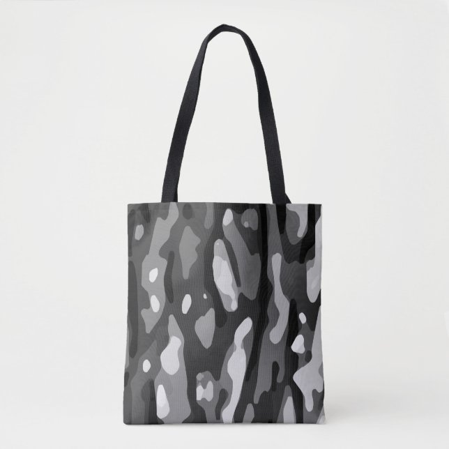 Trendy Black White Gray Abstract Pattern Tote Bag (Front)