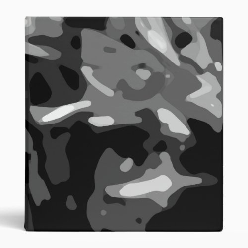 Trendy Black White Gray Camo Abstract Pattern Binder