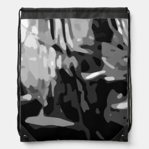 Trendy Black White Gray Camo Abstract Pattern Drawstring Bag