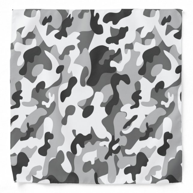 Trendy Black, White & Grey Camo Print Sports Bandana (Front)