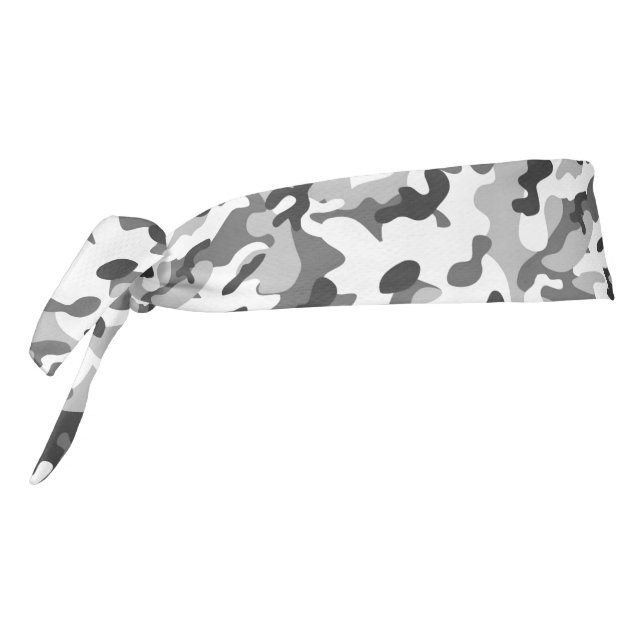 Trendy Black, White & Grey Camo Print Sports Tie Headband (Rotate 270)