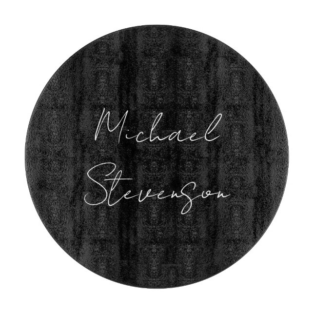 Trendy Black White Handwritten Minimalist Cutting Board (Front)