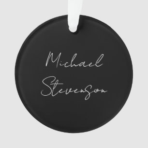 Trendy Black White Handwritten Minimalist Ornament