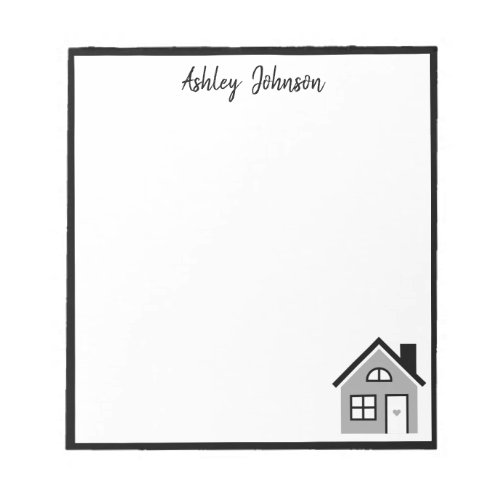 Trendy Black  White House Realtor Name Notepad