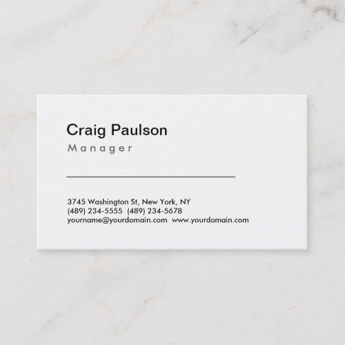 Trendy Black White Manager Business Card