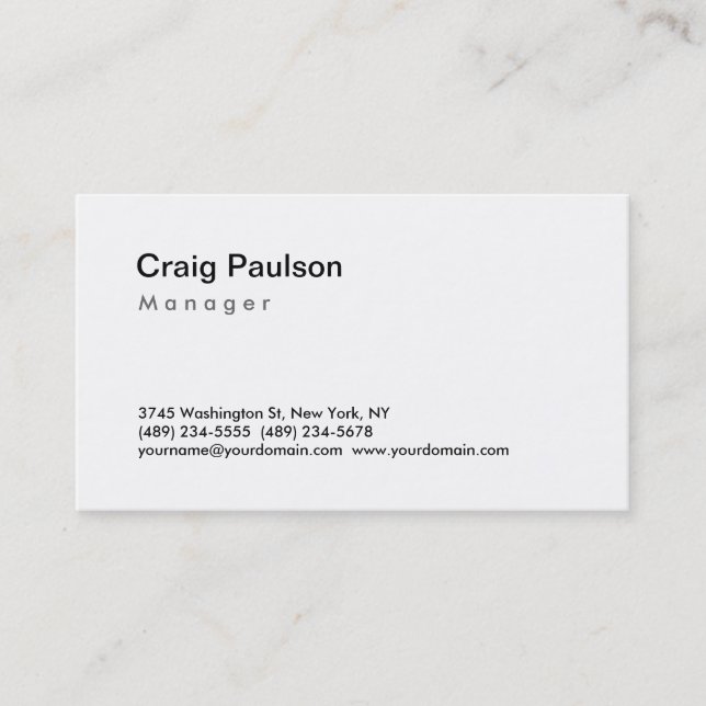 Trendy Black White Manager Business Card (Front)