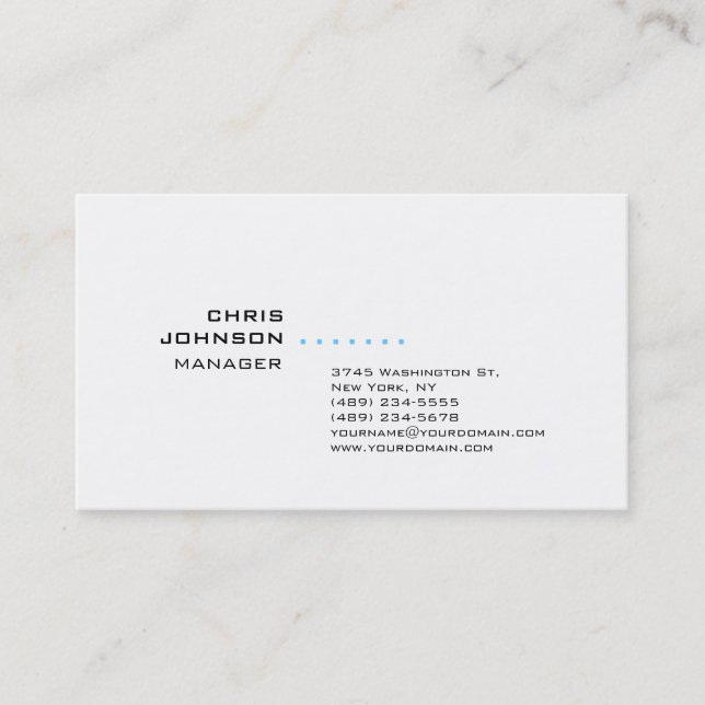Trendy Black White Manager Business Card (Front)