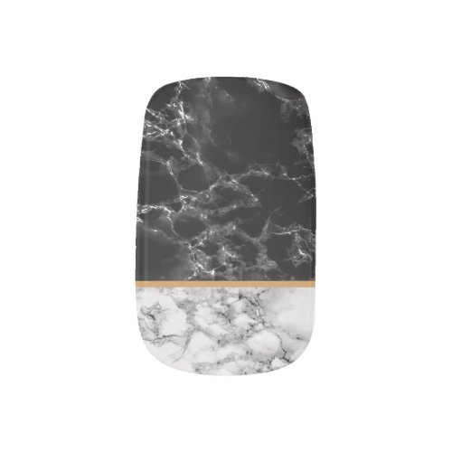 Trendy Black  White Marble Stone _ Modern Minx Nail Art